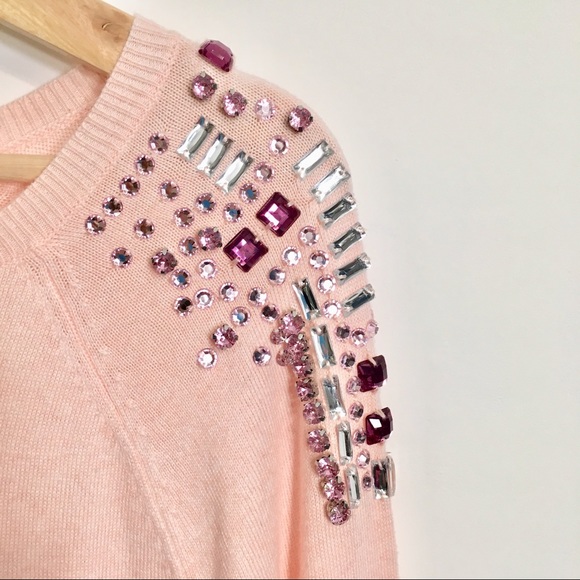 Merona Sweaters - MERONA Baby Pink Sweater Embellished M